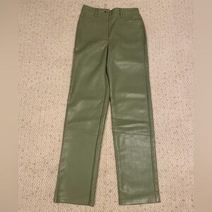 Aritzia Wilfred Sage Green Faux Leather Pants